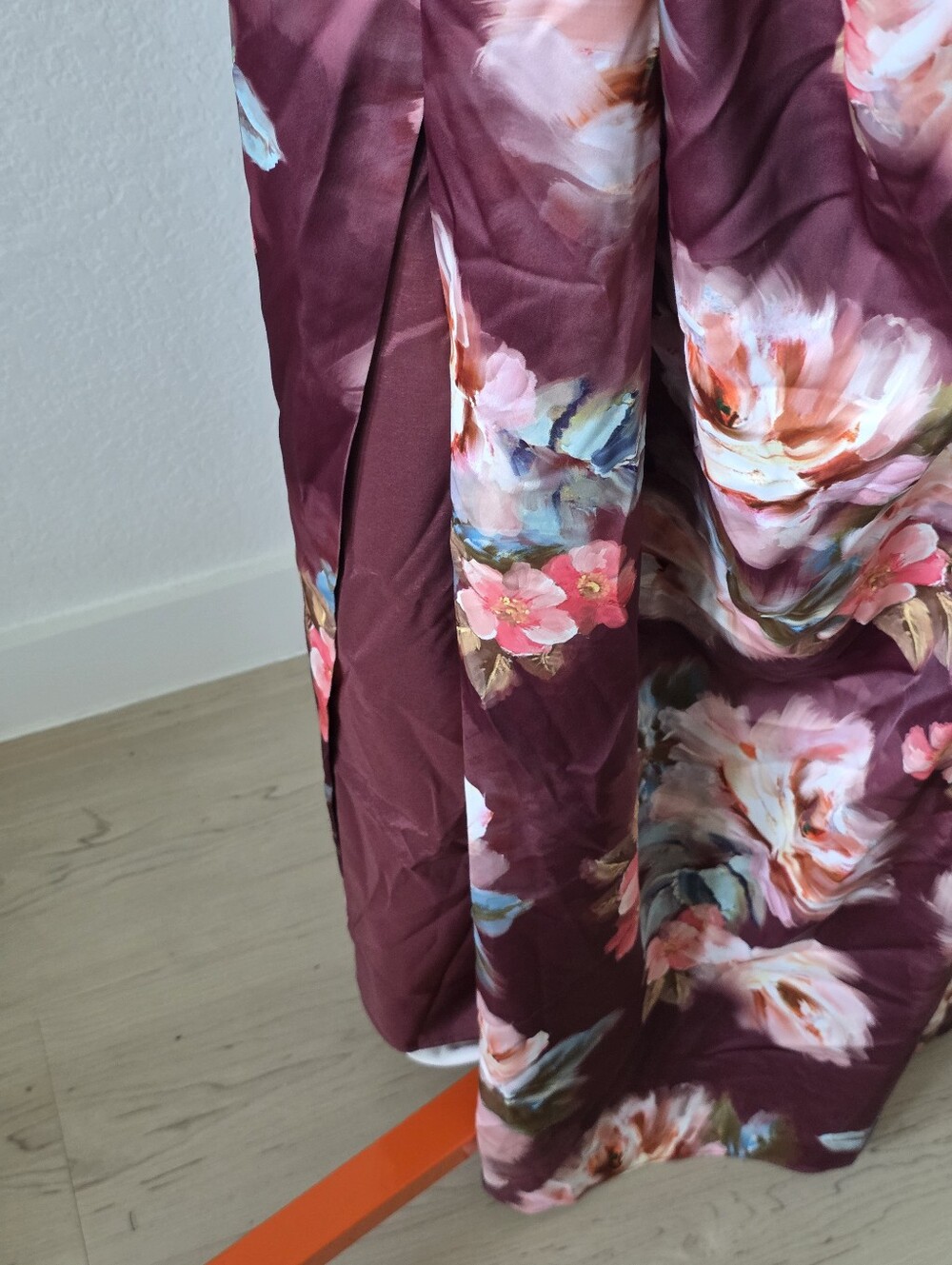 Adrianna Papell Floral Satin Halter Maxi Dress Size 8 NWT Brown Wedding Guest - Picture 6 of 12
